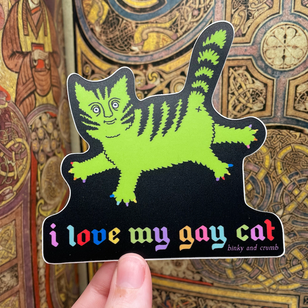 Binky and Crumb I Love My Gay Cat Sticker