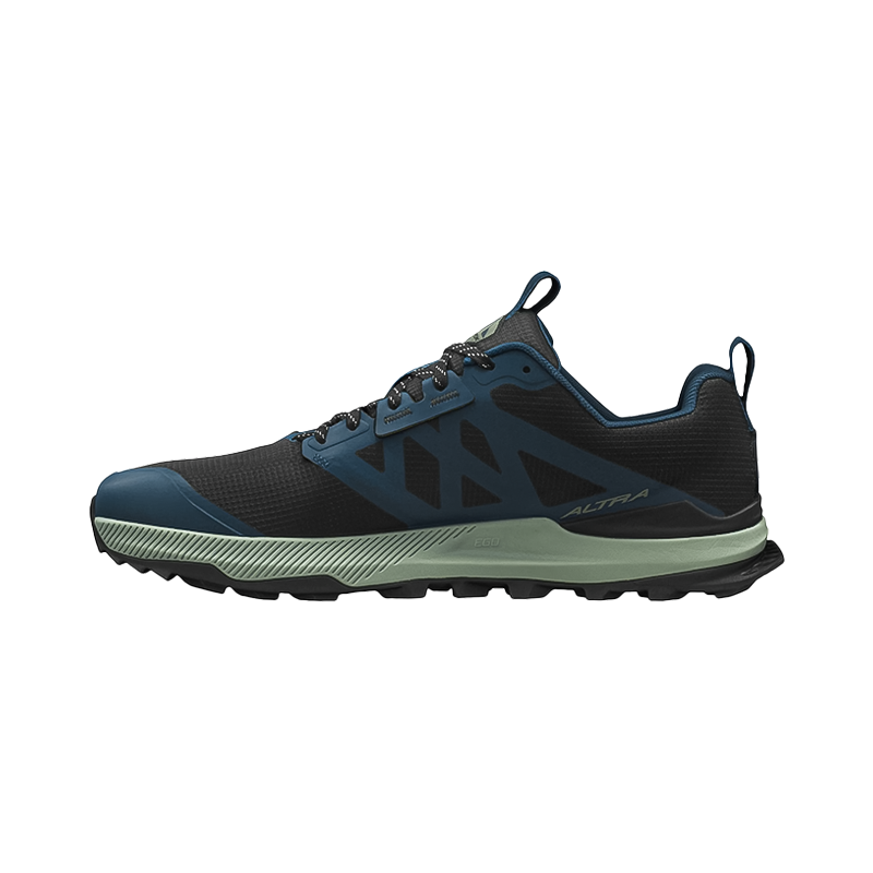 The Altra Men's Lone Peak 8 features a navy and black colorway with a durable ripstop mesh upper.