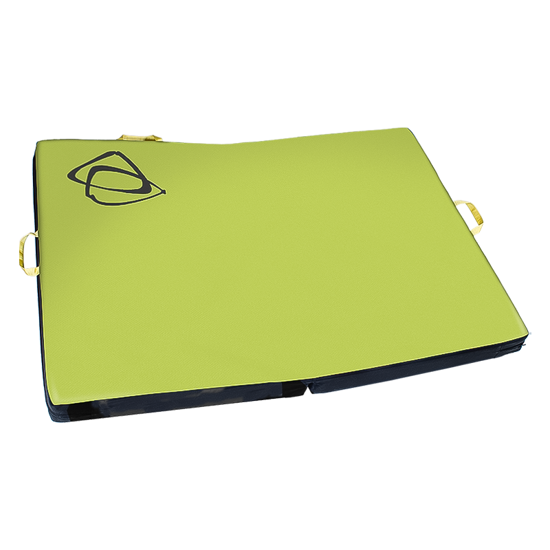 A green and black yoga mat with a logo, ideal for enhancing your yoga experience with stability and comfort.