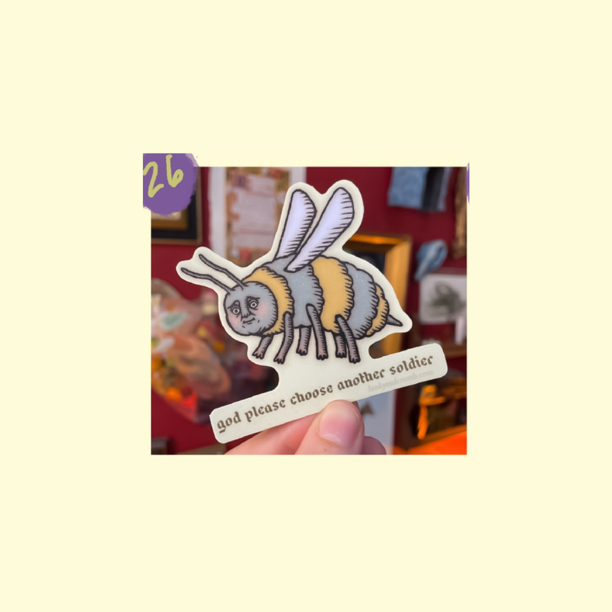 Binky and Crumb Soldier Bee Sticker
