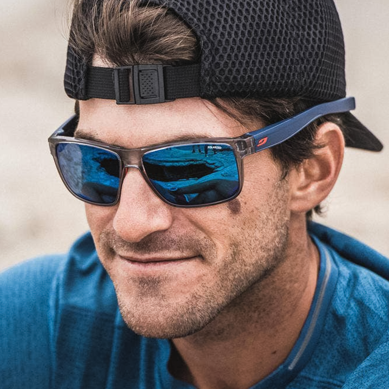 Julbo Renegade Sunglasses with Spectron 3 Polarized Lens - Transluscent Grey Shiny/Blue/Orange