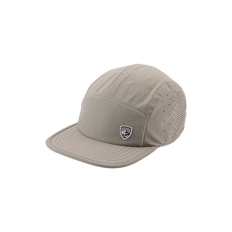 Khaki Kuhl cap with a front logo, designed for comfort and practicality.