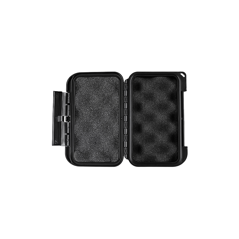 Black Mammut Protection Box with two compartments for a Barryvox transceiver on a white background.