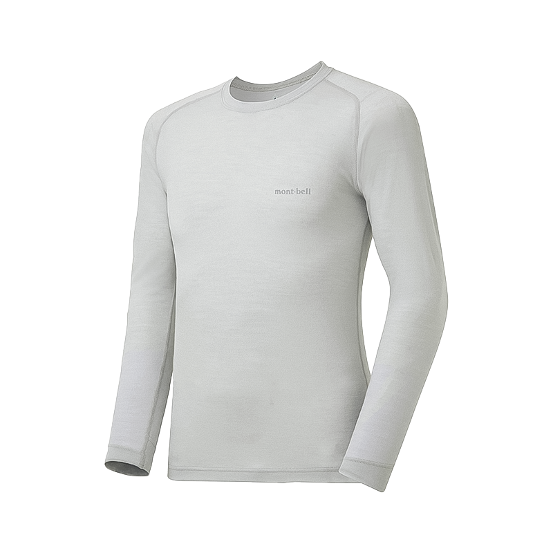 Montbell Men's Super Merino Wool Lighweight Round Neck Shirt - Light Silver