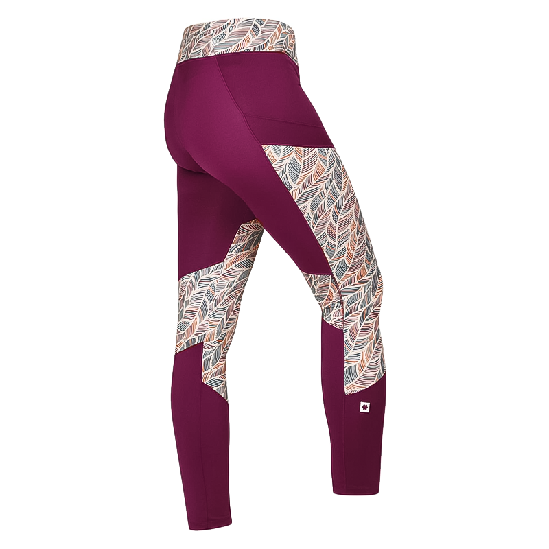 Fuchsia pink lightweight women's leggings with a stylish pattern for comfort in climbing and active pursuits.
