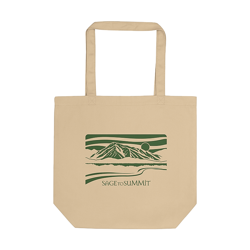 Beige eco-friendly Mt. Tom tote bag in 100% organic cotton, great for daily essentials.