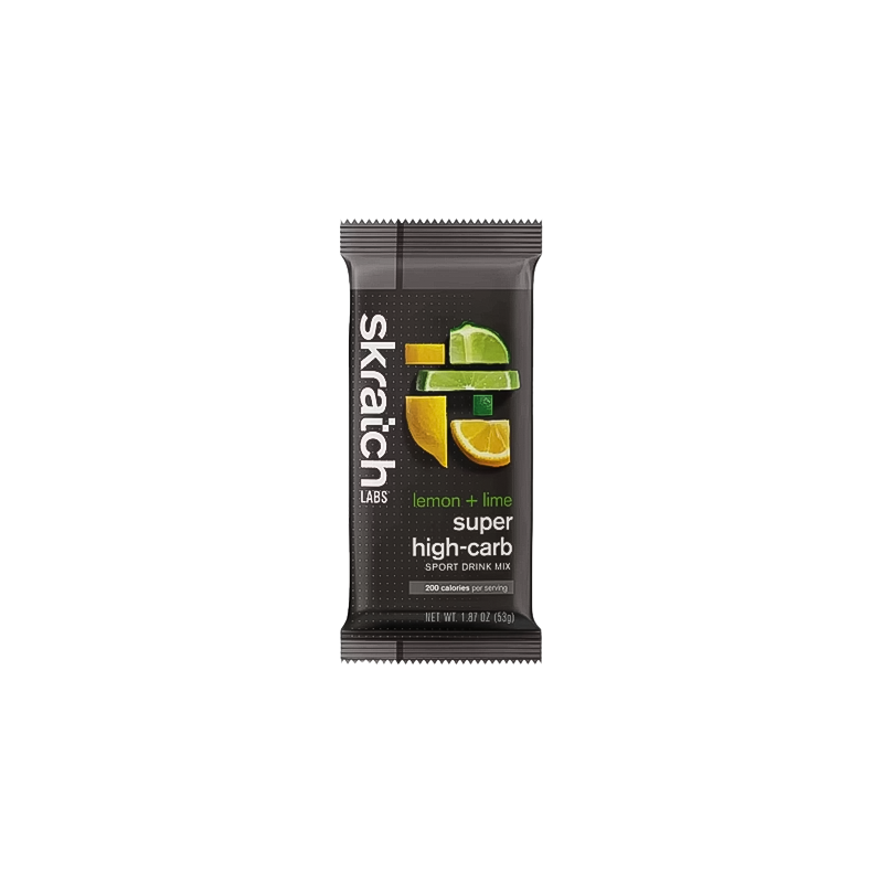 Skratch Labs lemon-lime high-carb bar, designed for endurance athletes, offers 100g carbs and 400 calories for energy.