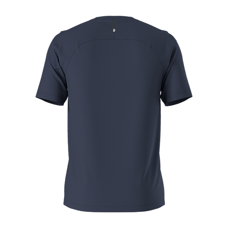 The North Face men's navy blue short-sleeve t-shirt, designed for comfort, durability, and moisture management.