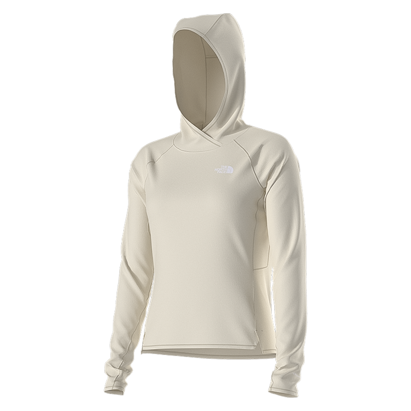 a white dune colored north face sunriser hoodie on a white background