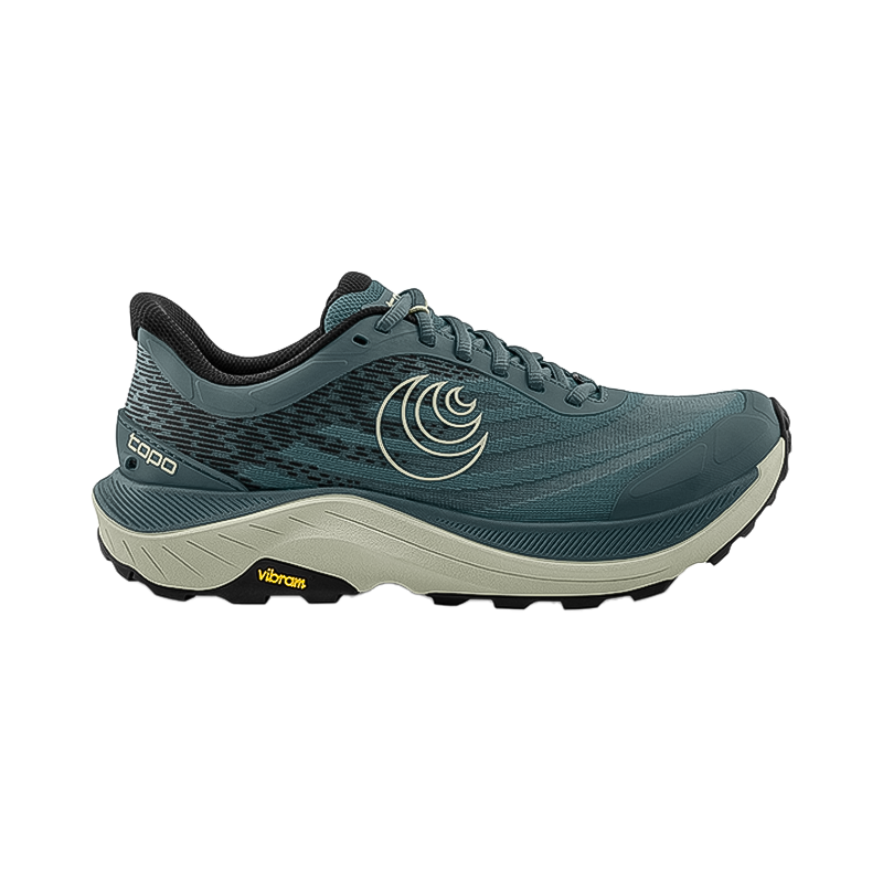 Women's Topo Ultraventure 4 trail running shoe in blue with a mesh upper and Vibram outsole.