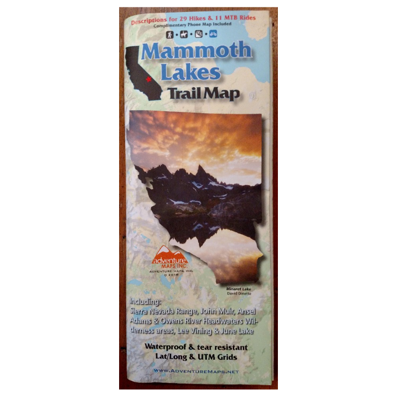 mammoth lakes trail map including sierra nevada range john muir ansel adams and owens river headwaters wilderness areas lee vining and june lake