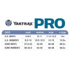 Yaktrax Pro size chart u.s. mens small 5-8.5 medium 9-11 large 11.5-13.5 x-large 14+ U.S. Womens small 6.5-10 medium 10.5-12.5 large 13-15 x-large 15.5+