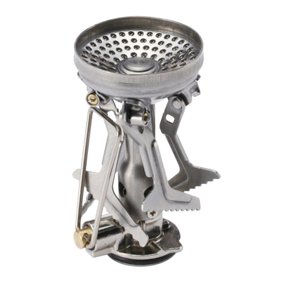 The Soto amicus stove collapsed to is smallest orientation for packing away.