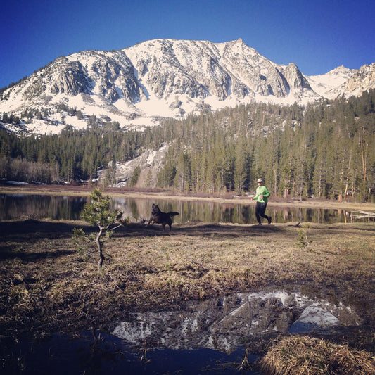 Mountain scape with lake trees and clouds