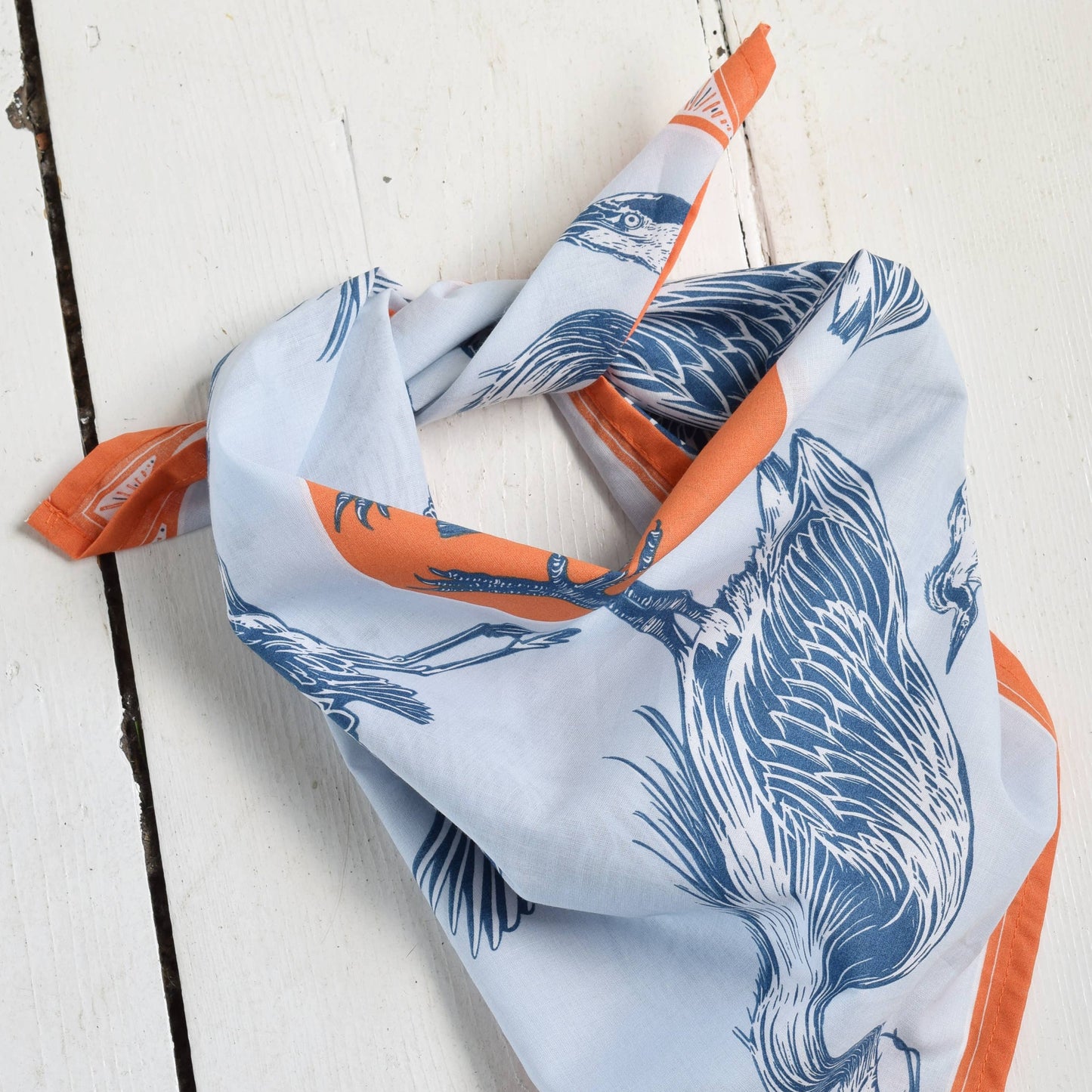 Blue Heron Sea Bird Print Bandana - 100% Cotton