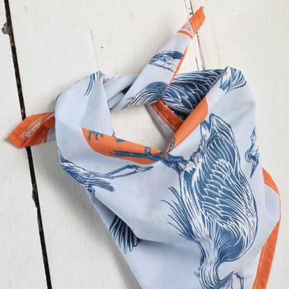 Blue Heron Sea Bird Print Bandana - 100% Cotton
