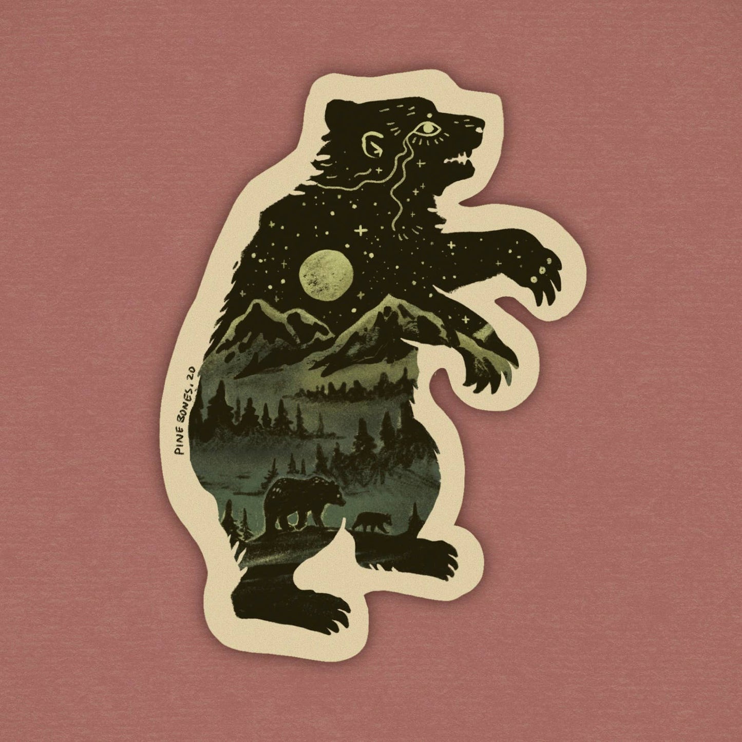 Bear In The Mountains Durable & Weatherproof Sticker