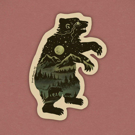 Bear In The Mountains Durable & Weatherproof Sticker