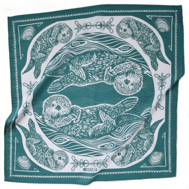 Otter Nautical Print Bandana - 100% Cotton Hanky Ascot