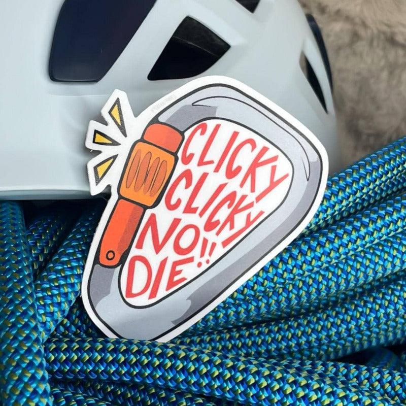 Clicky Clicky No Die Vinyl Decal Sticker, Rock Climbing