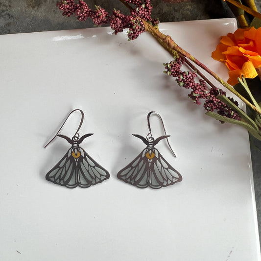 Luna Moth Stained Glass Resin Earrings