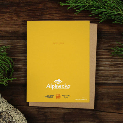 Back cover of a colorful birthday card with a sun-loving lizard, celebrating someone special with the message "It's your birthday, time to shine!"