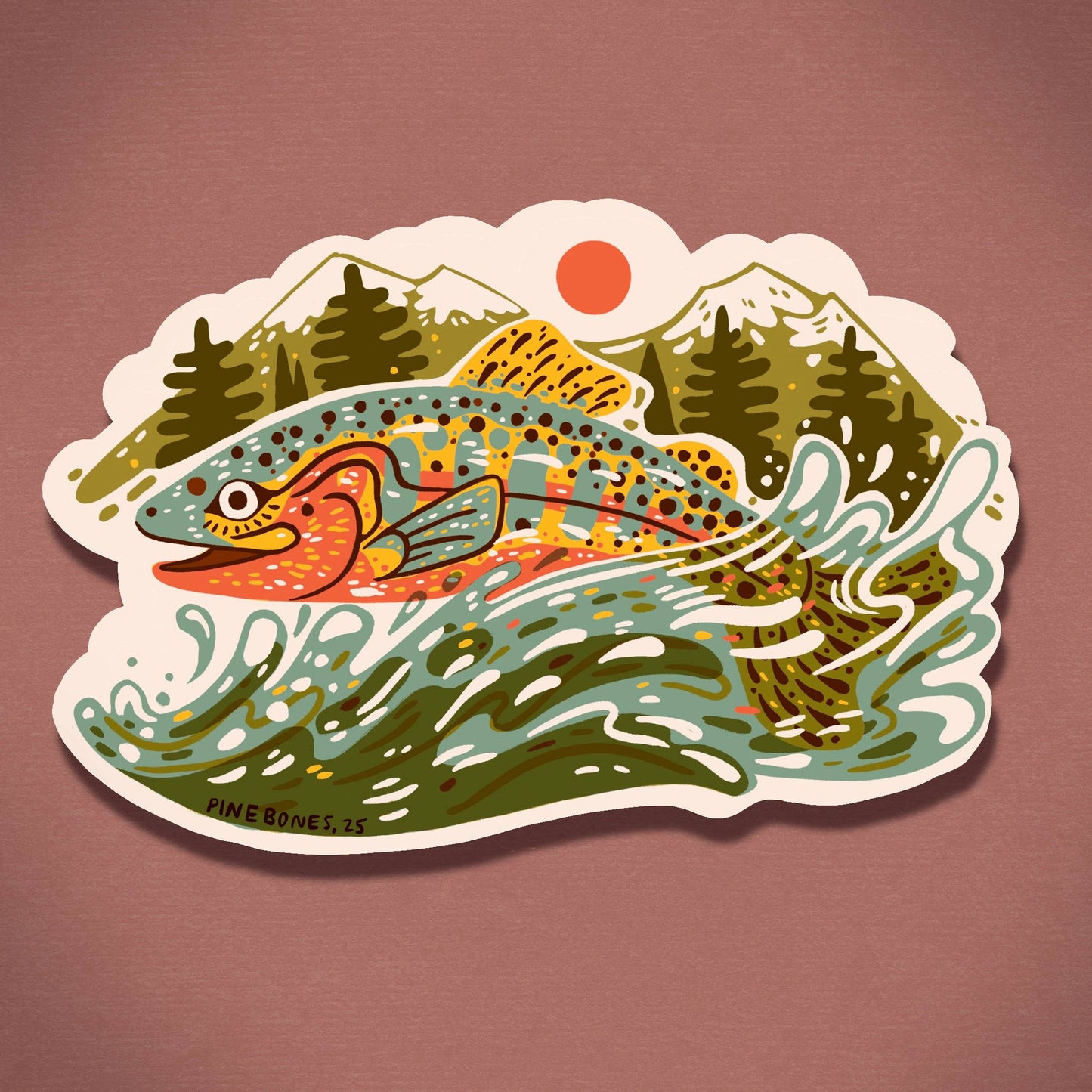 Swimming Jumping Trout Durable & Weatherproof Sticker