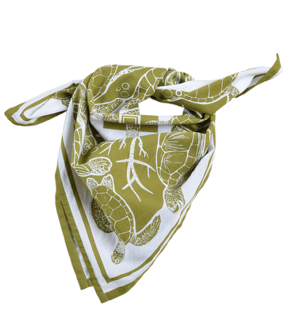 Sea Turtle Olive Green Bandana - 100% Cotton