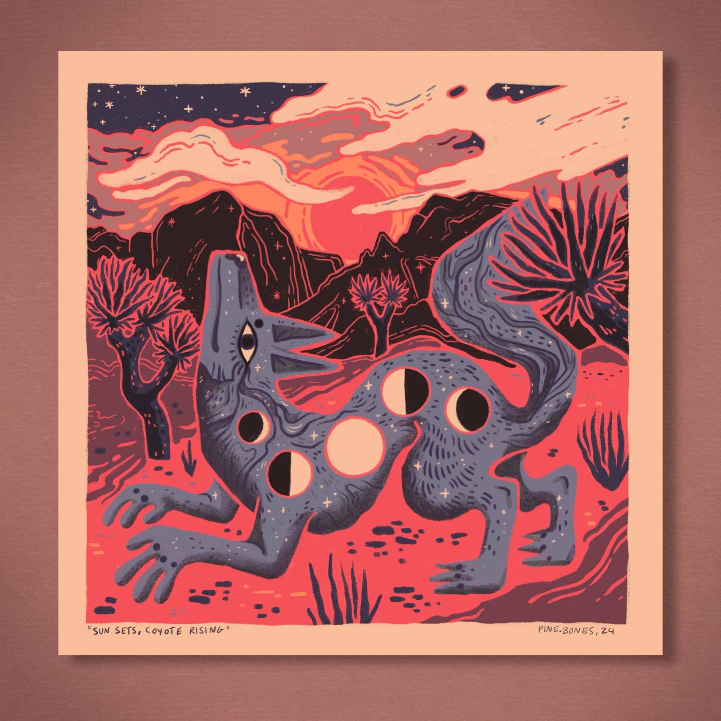 Coyote Rising 8x8 Nature Wilderness Art Print