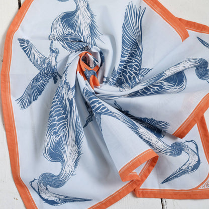 Blue Heron Sea Bird Print Bandana - 100% Cotton