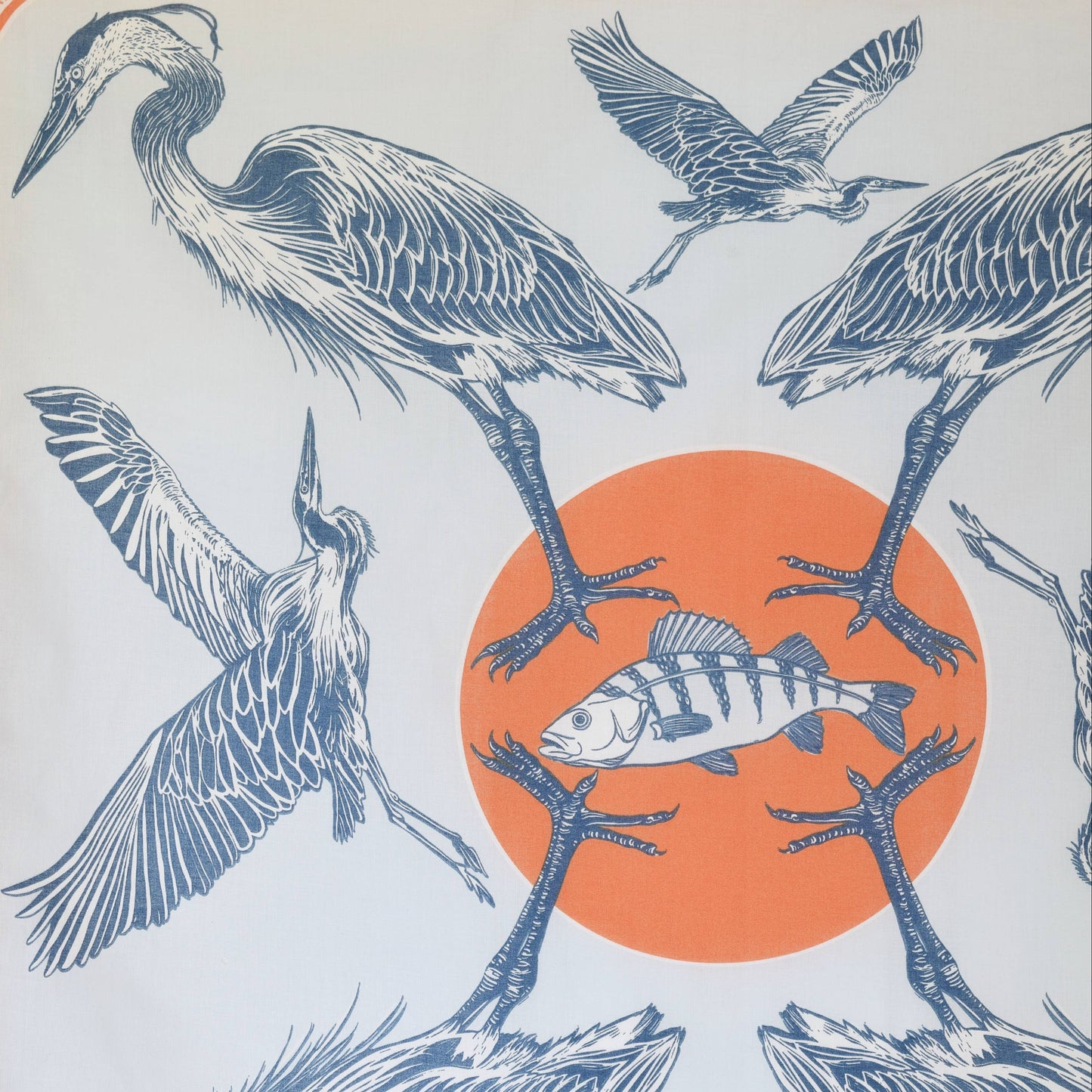 Blue Heron Sea Bird Print Bandana - 100% Cotton