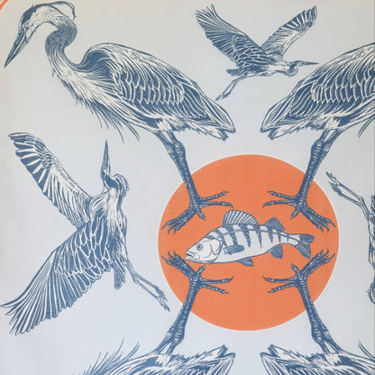 Blue Heron Sea Bird Print Bandana - 100% Cotton