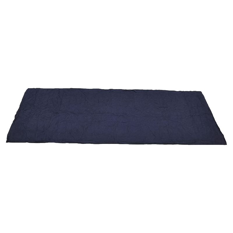 Blue sleeping bag liner enhances warmth by 10°F, made from breathable fabric for camping and emergency use.