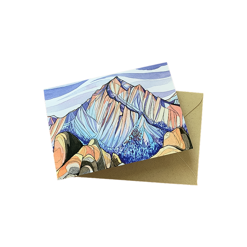 Alex Bailey's greeting card displays a stunning mountain vista from the Sierra Nevada, perfect for sending greetings.