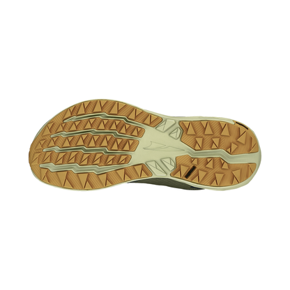 Sole of the Altra Experience Wild 2 dusty green shoe on a white background, showcasing its all-terrain grip and comfort features.