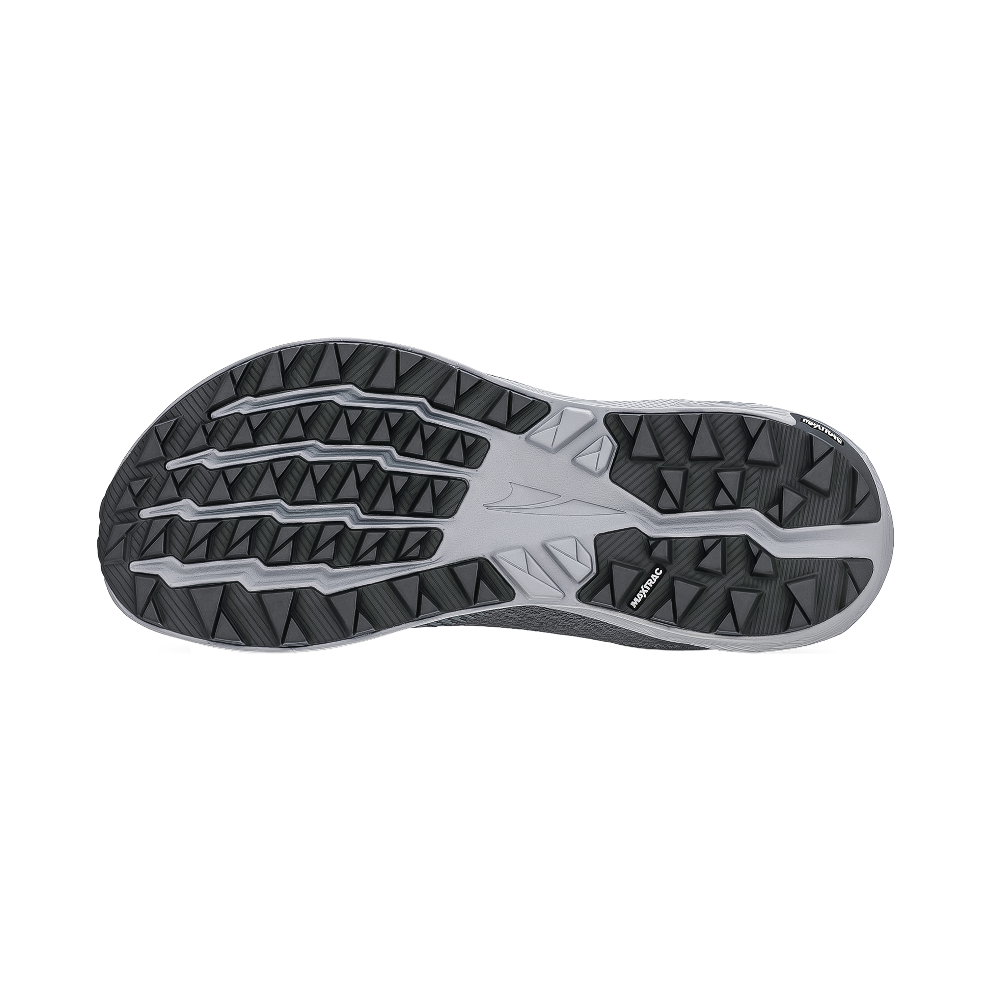Gray Altra Experience Wild 2 shoe sole on a white background, illustrating its lightweight cushioning and all-terrain capabilities.