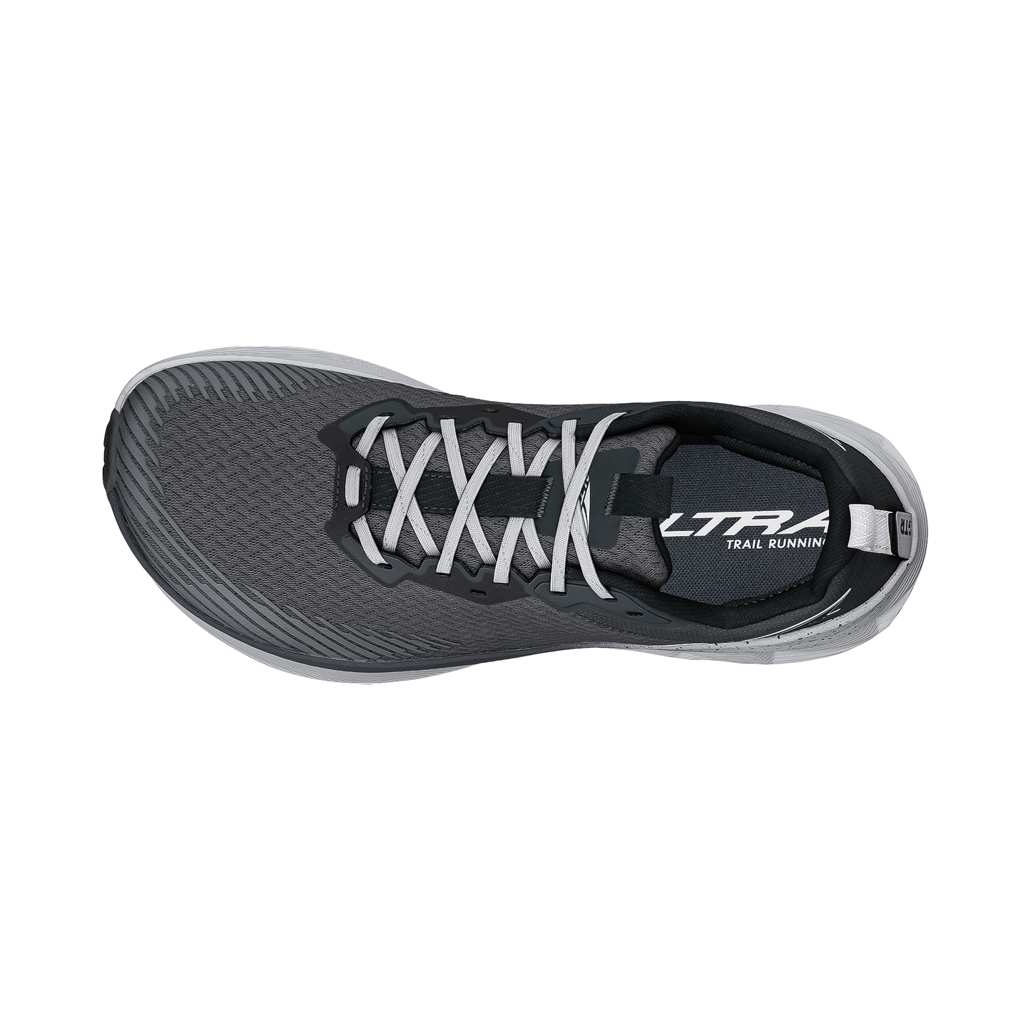 Gray Altra Experience Wild 2 trail running shoe on a white background, showcasing its sleek design and features.