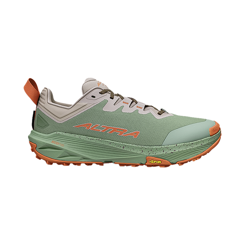 Altra Experience Wild 3+ trail shoes in green and brown, featuring lightweight cushioning and superior grip for rugged terrain.