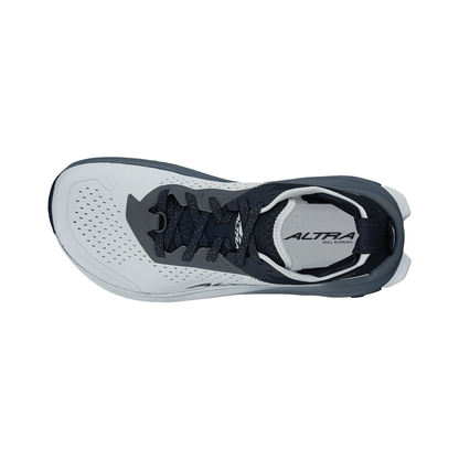 Altra Olympus 6 shoes in blue, designed for trail running with breathable mesh and a premium grip for various terrains.