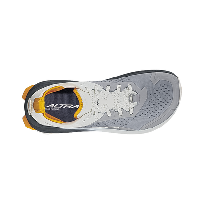 Grey and orange Altra Olympus 6 Trail Running Shoes, showcasing a breathable upper and advanced traction for adventure seekers.