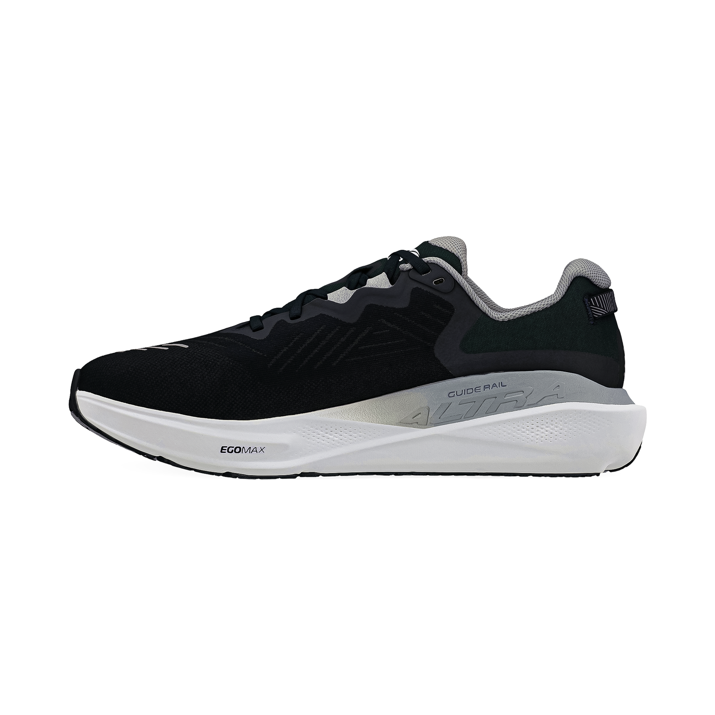Altra Men's Paradigm 8 running shoe in black and white with a lightweight build, breathable mesh, and responsive cushioning for optimal running performance.