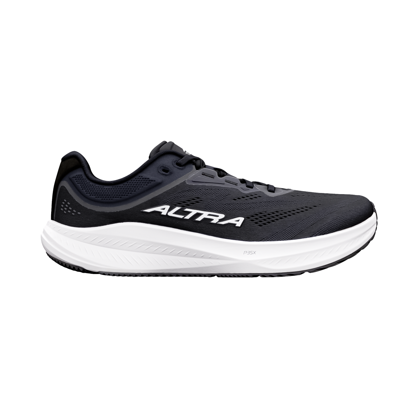 Altra men's Torin 9 running shoe in black and white, designed for comfort and performance in running activities.