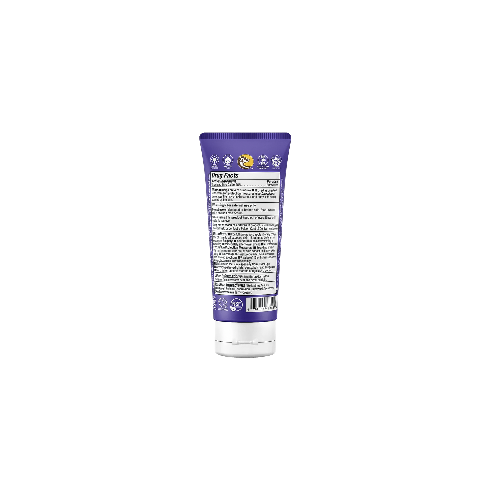 87ml tube of Badger Adventure SPF 50 Mineral Sunscreen, highlighting its reef-friendly formula and outdoor protection benefits.