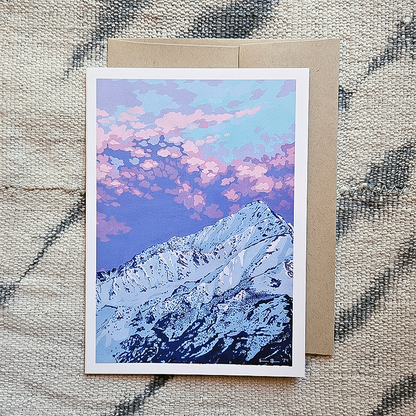Mount Tom illustrated on a greeting card, capturing the beauty of California's Eastern Sierra, great for outdoor-themed occasions.