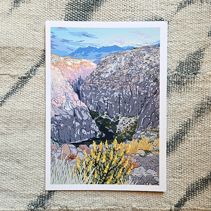 A scenic greeting card showcasing a painting of Owens River Gorge, ideal for sending appreciation to adventure seekers.