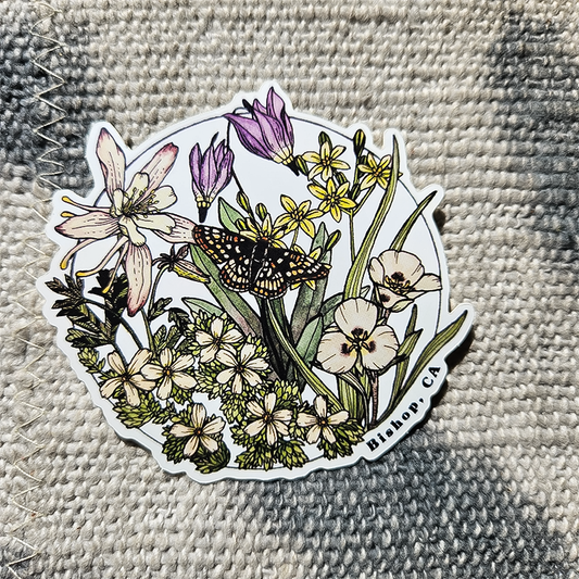 Nature-themed sticker showcasing flowers and butterflies, designed to add charm to laptops, water bottles, and notebooks.