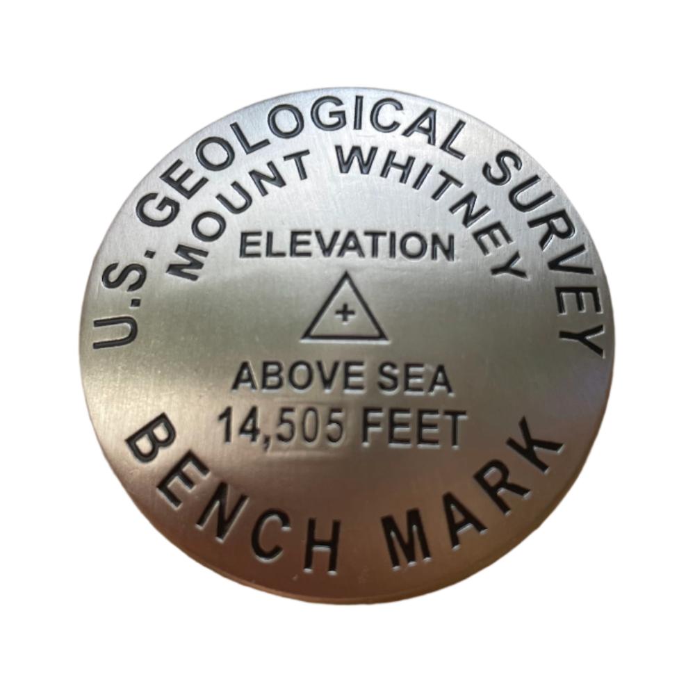 A magnet of the benchmark survey disc of Mt. Whitney. Elevation is 14,505 feet above sea level. 