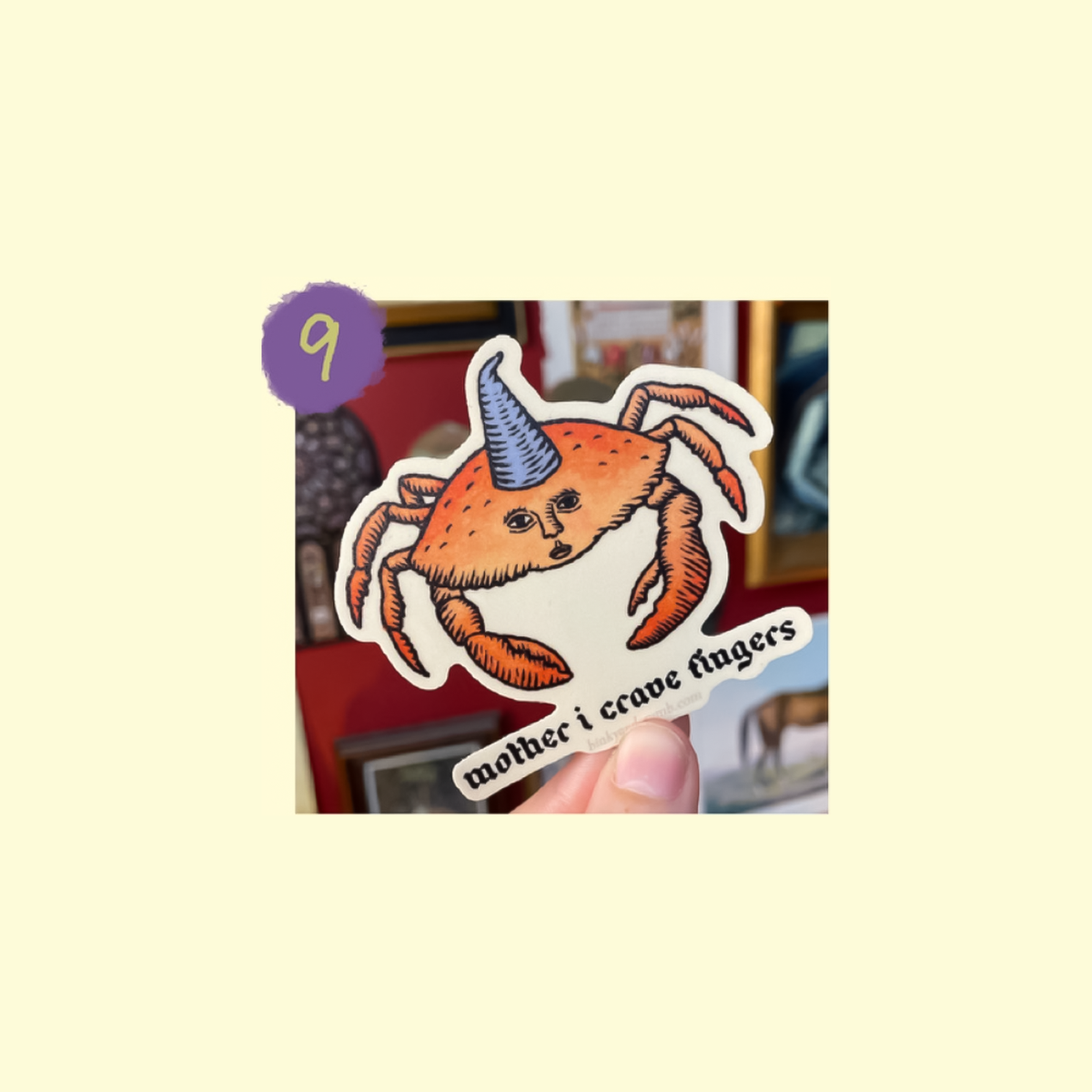 Binky and Crumb Finger Crab Sticker