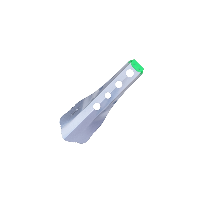 Lightweight neon green trowel, ideal for outdoor activities like hiking and gardening.
