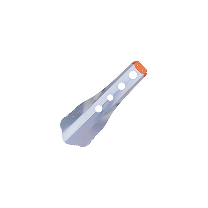 Orange trowel perfect for ultralight backpacking and effective digging in tough terrain.